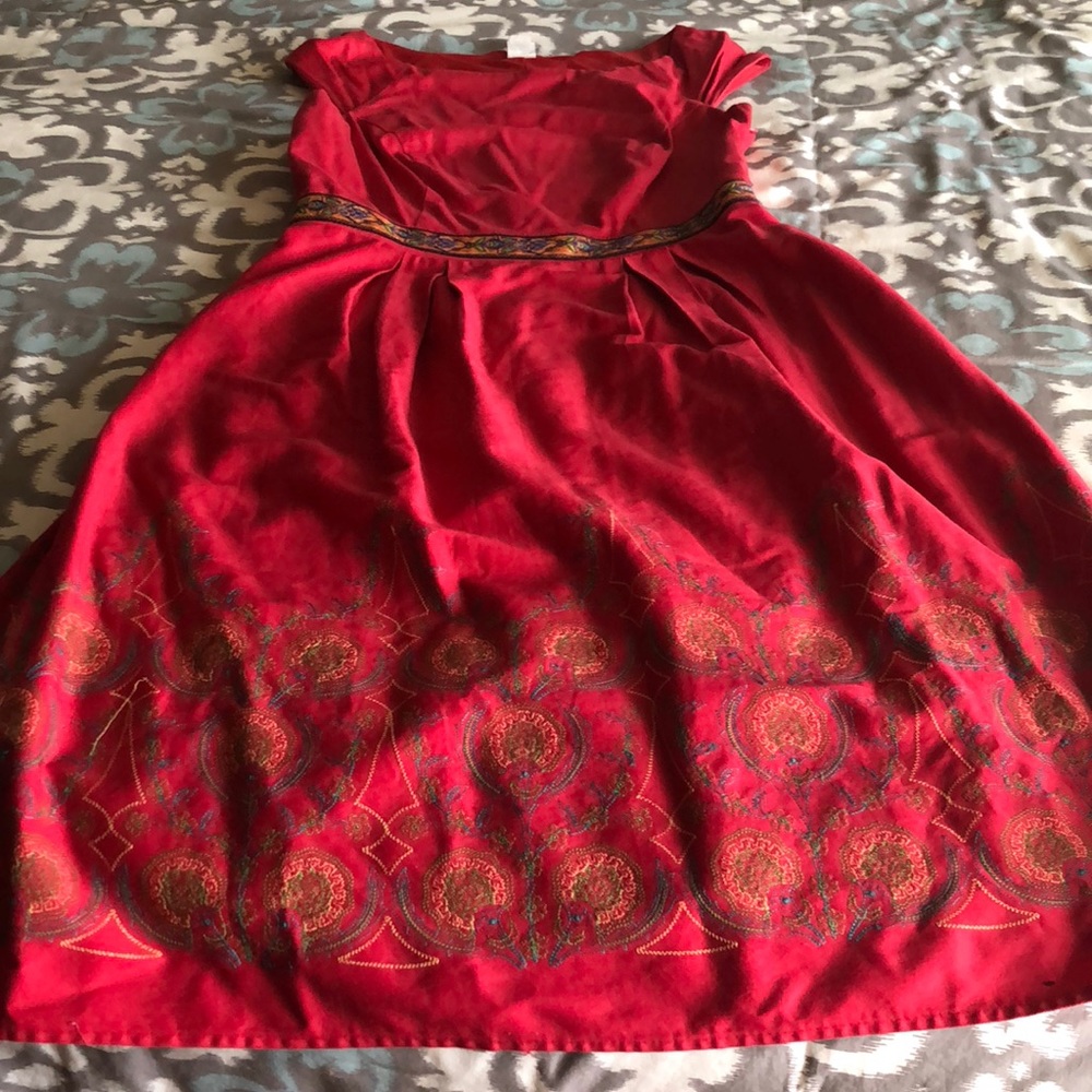 Darling red India inspired tea dress
